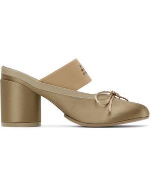 MM6 by Maison Margiela Mules De Style Ballerine Kaki En Satin - Noir