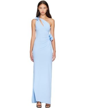 Coperni Asymmetric Flower Maxi Dress - Blue