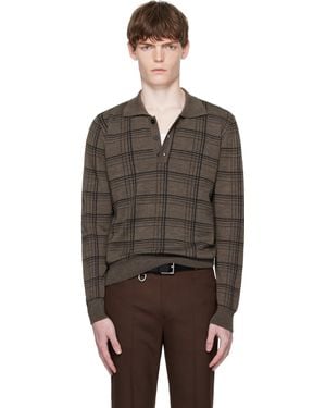 Ernest W. Baker Check Jacquard Polo - Black