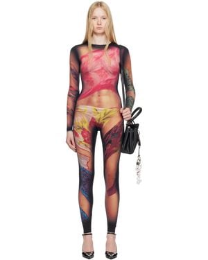 Marine Serre Recycled Draped Statue Jersey Unitard - Black
