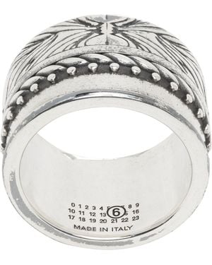 MM6 by Maison Margiela Double Floral Motif Ring - Metallic