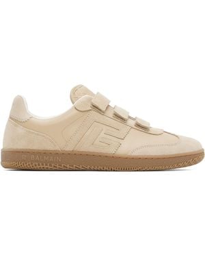 Balmain Swan' Suede Trainers - Natural