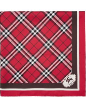Burberry Check Silk Scarf - Purple