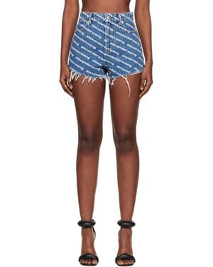 Alexander Wang Denim Bite Logo Shorts - Blue