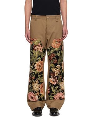Simone Rocha Khaki Patchwork Workwear Trousers - Brown