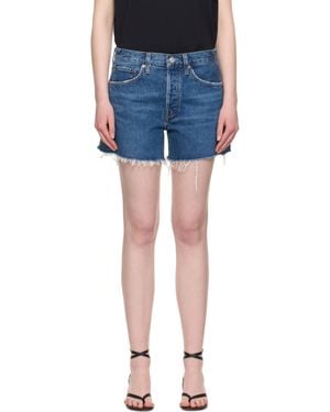 Agolde Parker Long Denim Shorts - Blue