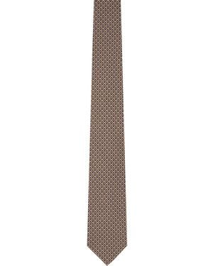 Ferragamo Gancini Links Print Silk Tie - Brown