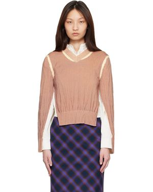 Acne Studios Tan Wrinkled V-Neck Jumper - Blue