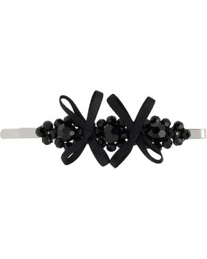 Simone Rocha Petite Bow Detail Flower Hair Clip - Black