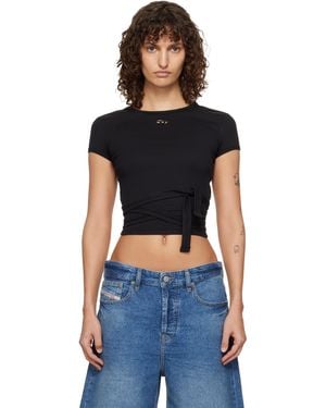 DIESEL Wrap-Around Ribbed T-Shirt - Black