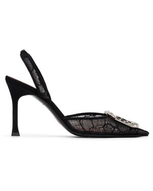AMINA MUADDI Camelia Lace Sling 90 Heels - Black