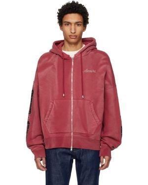 Amiri Bones Studded Oversized Zip Hoodie - Red