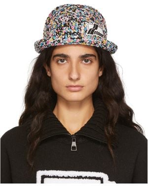 we11done Crochet Logo Bucket Hat - White