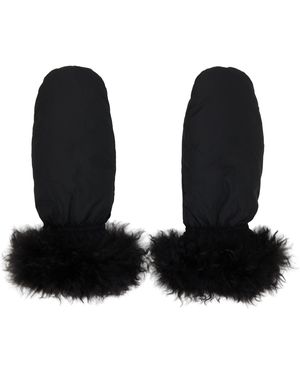 Yves Salomon Trim Mittens - Black