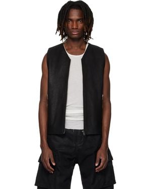Det Blev Sent Zip Leather Vest - Black