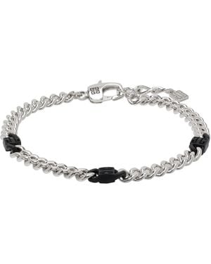 Givenchy Bracelet Argenté Et Noir À Breloques À Logo 4G