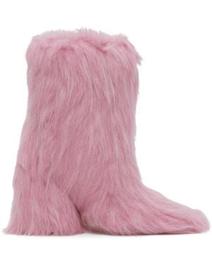 MSGM Pink Furry Boots