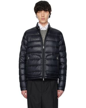 Moncler Blouson Court Acorus Bleu Marine Rembourré En Duvet - Noir