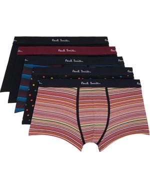 Paul Smith Five-Pack Spot & Stripe Mix Boxer Briefs - Blue