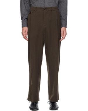 Amomento Pantalon Fuselé Brun En Laine - Noir