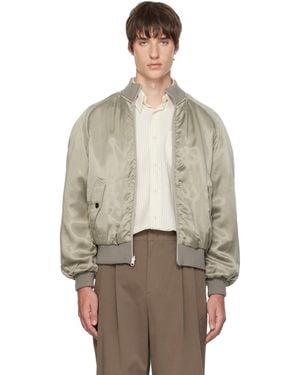 Amomento Ribbed Silky Bomber Jacket - Brown