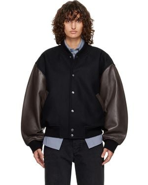 Studio Nicholson Alph Leather Bomber Jacket - Black