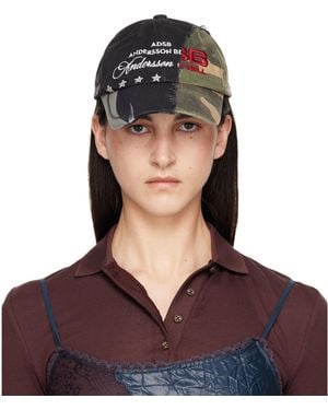 ANDERSSON BELL Khaki Camouflage Split Panelled Cap - Purple