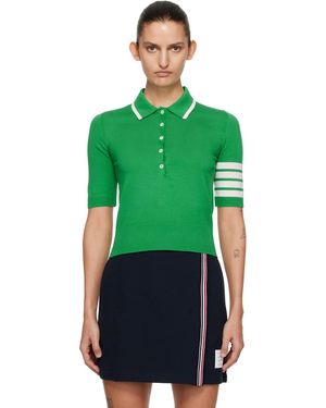 Thom Browne Thom E Hector Intarsia Cotton 4-bar Stripe S/s Polo - Green