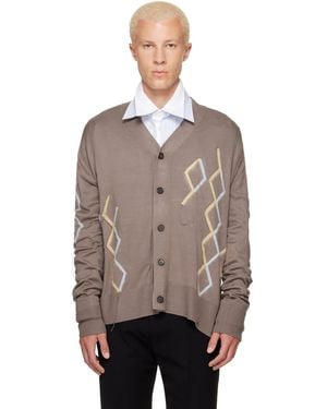 Acne Studios Taupe Argyle Knit Cardigan - Brown