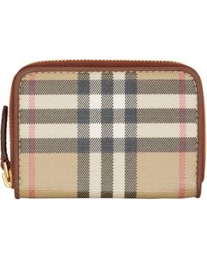 Burberry Small Check Zip Wallet - Natural