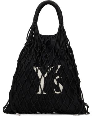 Y's Yohji Yamamoto Polyester Cord Logo Knit Tote - Black