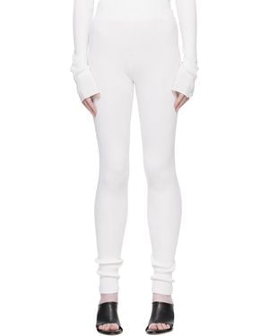 Rier Off- Fine Rib Silk Longjohn Leggings - White