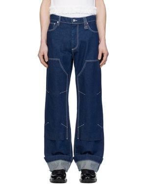 Simone Rocha ネイビー Embellished Workwear ジーンズ - ブルー