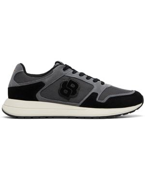 BOSS Suede-Trim Double B Monogram Trainers - Black