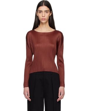 Pleats Please Issey Miyake Burgundy Monthly Colours October Top - Red