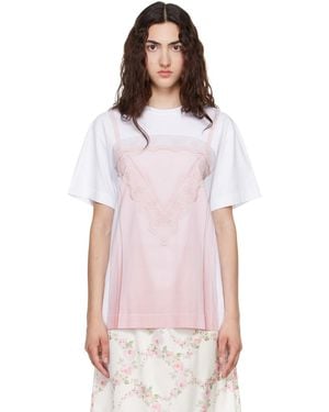 Simone Rocha Bow Sash Slip Dress Trompe L'Oeil Print T-Shirt - Pink