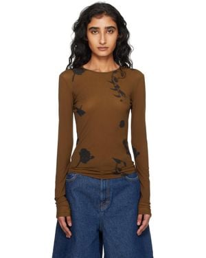 MM by Max Mara ブラウン Effetto 長袖Tシャツ - ブルー