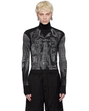 Jean Paul Gaultier Black Printed Turtleneck