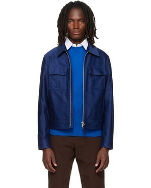 Tom Ford Cotton Satin Blouson Jacket - Blue