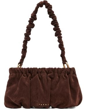 Marni Suede Ruffles Clutch Bag - Brown