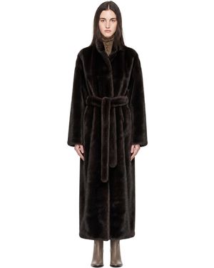 Frankie Shop Ravello Faux-Fur Robe Coat - Black
