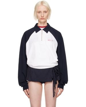 Pushbutton Colour Block Half-Zip Polo - Black