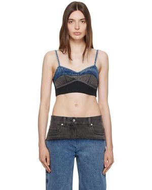 3.1 Phillip Lim Blue & Grey Panelled Denim Tank Top - Black