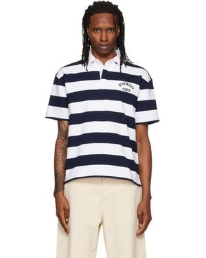 Givenchy Striped Paris' Embroidery Polo - Blue