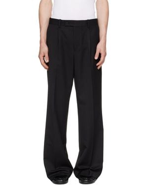Tonywack Melange Wool Wide-Leg Pleated Pants - Black