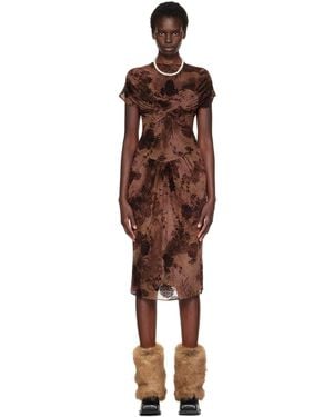 Anna Sui Dahlia Tulle Knit Midi Dress - Brown