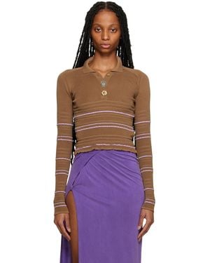 Jacquemus Brown 'le Raphia 'la Maille Aouro' Polo - Purple