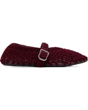 Alaïa Burgundy Satin Cord Ballerina Flats - Red
