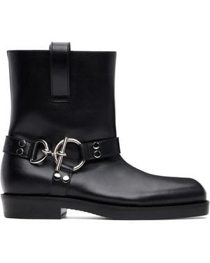 Balmain T-Bar Calfskin Ankle Boots - Black