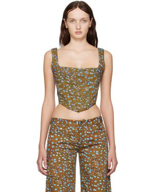 Priscavera Corset brun à imprimé - Multicolore
